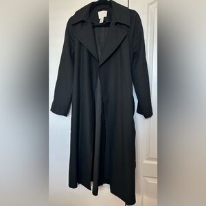 H&M Black Belted Long Coat Tailored Minimalist XS (Fits up to a Medium)
